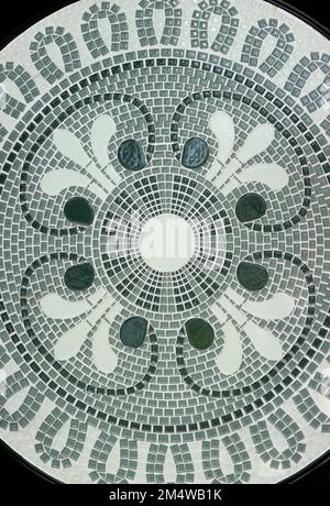 Geometric Pattern of White and Gray Mosaic for Abstract Background Stock Photo