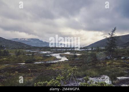 Winding river at highland landscape photo Stock Photo - Alamy