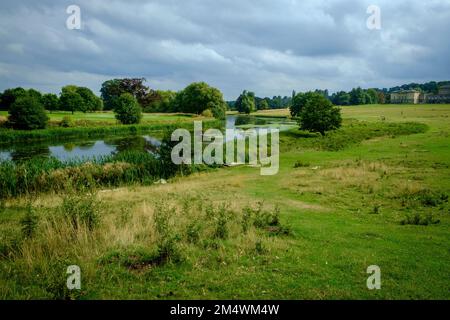 11th September 2022 - Kedleston, UK: Cutler Brook landscaping in the parkland grounds at Kedleston Hall, Derbyshire, UK Stock Photo