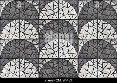 Black and white textured concrete blocks on floor Stock Photo