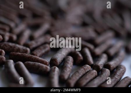 Black chocolate sprinkles (in Dutch: hagelslag or chocolade-hagelslag) are commonly used as a sandwich topping in the Netherlands Stock Photo