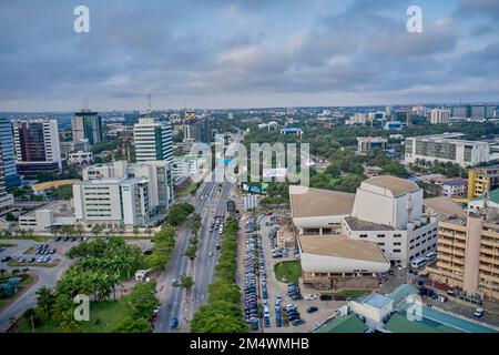 aerial of City centre in Accra, Ghana Stock Photo