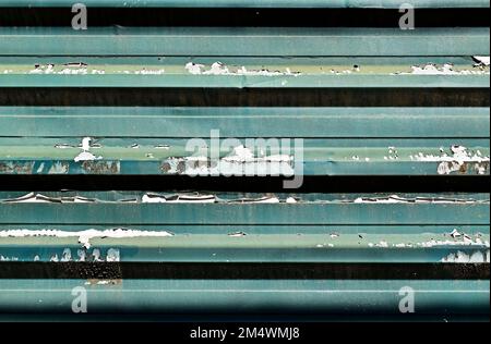 Damaged green metallic surface with peeling paint Stock Photo