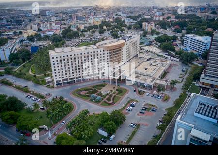 Aerial of City centre in Accra, Ghana Stock Photo