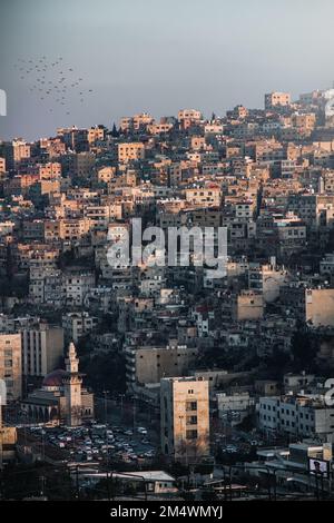 An elevated view of downtown Amman, from the Amman citadel in Amman, Jordan. Stock Photo