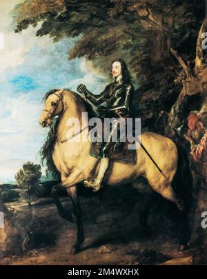 Anthony Van Dyck, The Equestrian Portrait Of Charles I also Known As Charles I On Horseback . Portrait Of King. Sir Anthony Van Dyck Was Flemish Stock Photo