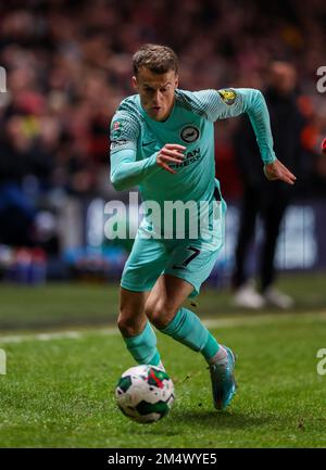 Brighton and Hove Albion's Solly March in action during the Carabao Cup fourth round match at The Valley, London. Picture date: Wednesday December 21, 2022. Stock Photo