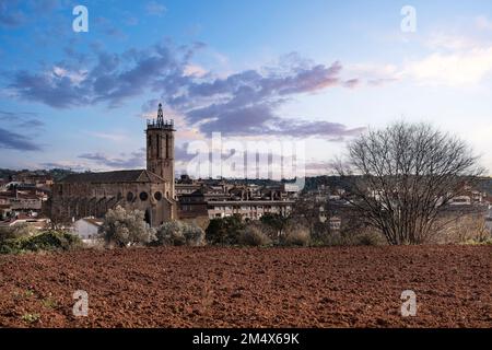 Panorama of Medieval village of Caldes de Montbui in Catalonia, Spain. Empty copy space for Editor's text. Stock Photo