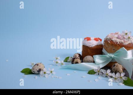Easter cakes tied with a gift ribbon. Easter decor. Stock Photo