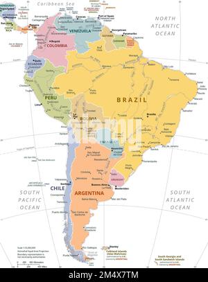 Political Map of South America. Stock Photo