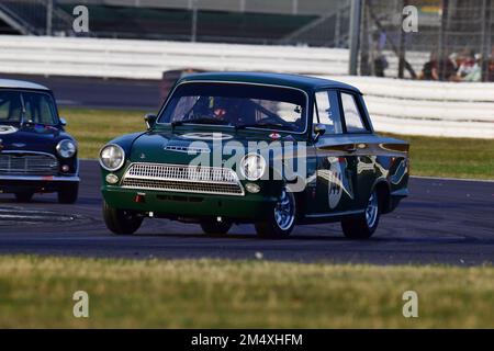 David Dickenson, Ford Lotus Cortina, Adrian Flux Trophy for Transatlantic Pre ’66 Touring Cars, predominantly V8 Americana vs the UK racing stalwarts Stock Photo