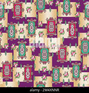 Colorful paisley with decoration seamless pattern for textile pattern Stock Photo