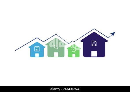 Four huts in a row Stock Photo
