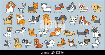 Pattern of many different dog breed Stock Vector