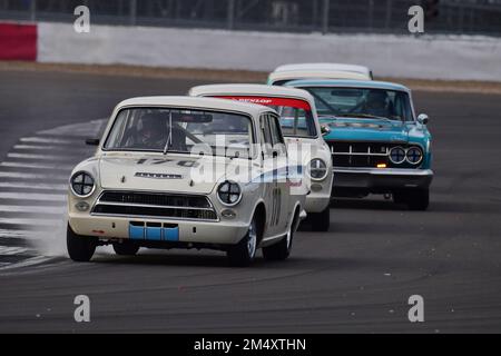 Marcus Jewell, Ben Clucas, Ford Lotus Cortina, Adrian Flux Trophy for Transatlantic Pre ’66 Touring Cars, predominantly V8 Americana vs the UK racing Stock Photo