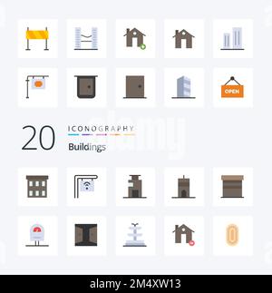 20 Buildings Flat Color icon Pack like buildings apartments housing ...