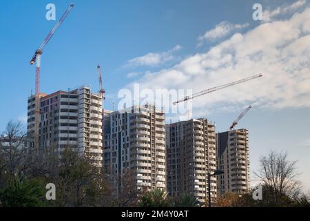 Valencia, Spain - December 19, 2021: Buildings under construction in new neighborhoods of the city Stock Photo