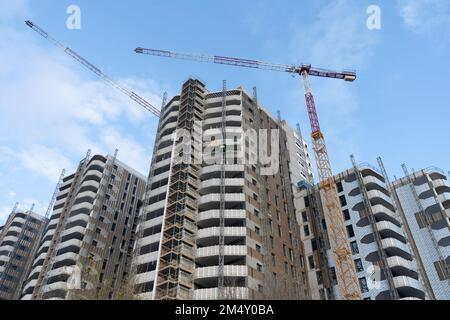 Valencia, Spain - December 19, 2021: Buildings under construction in new neighborhoods of the city Stock Photo