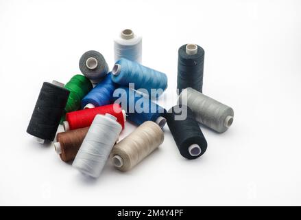 Spools of cotton isolated on a white background. Stock Photo