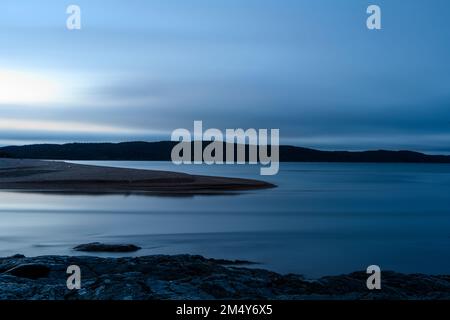 Dawn skies over the Michipicoten River, Rock Island Lodge, Wawa, Ontario, Canada Stock Photo