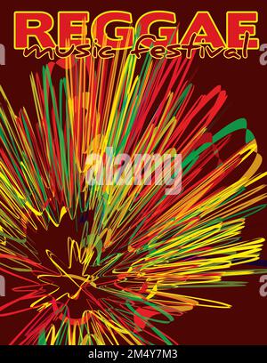 Abstract reggae cover or poster for reggae music festival. Vector graphic pattern. CMYK colors Stock Vector