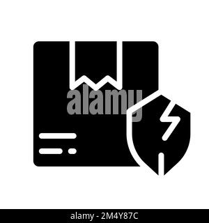 Unprotected parcel black glyph icon Stock Vector