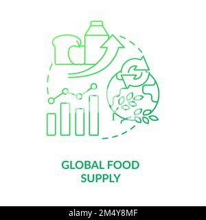 Global food supply green gradient concept icon Stock Vector