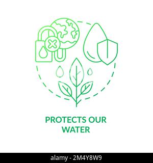 Protects our water green gradient concept icon Stock Vector