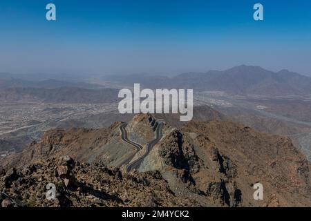 Al Hada road inbetween the mountains, Taif, Kingdom of Saudi Arabia Stock Photo