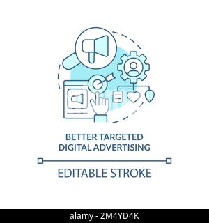 Better targeted digital advertising blue concept icon Stock Vector