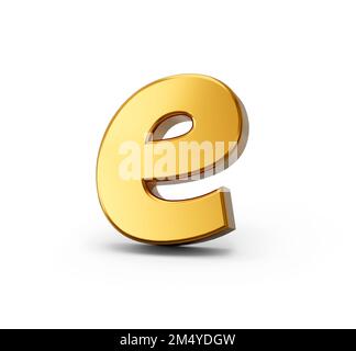 A 3D illustration of golden alphabet letter e on a white background Stock Photo