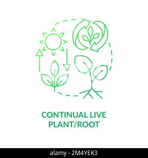 Continual live plant and root green gradient concept icon Stock Vector