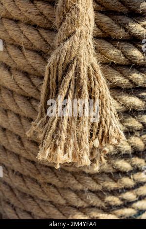 Inen rope in view as a thread background Stock Photo