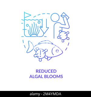 Reduced algal blooms blue gradient concept icon Stock Vector