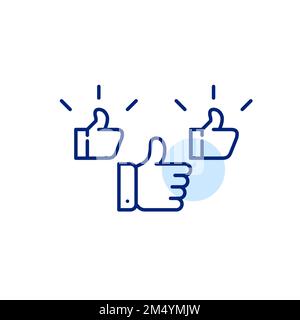 Thumbs up high quality product symbol. Pixel perfect, editable stroke line icon Stock Vector