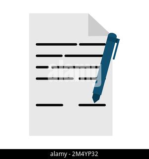 Contract document signing vector illustration flat icon. Can also be used for education, academics , business and science. Suitable for use on web app Stock Photo