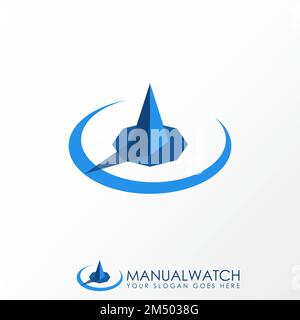 Simple and unique manual watch with sun shadow image graphic icon logo design abstract concept vector stock. Can be used as a symbol related to time. Stock Vector