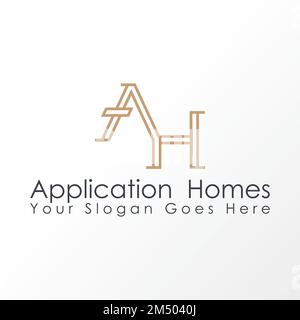 letter or word AH in connected and double line image graphic icon logo design abstract concept vector stock. symbols related to initial or monogram. Stock Vector