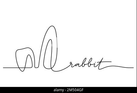 rabbit ears hand drawn continuous line drawing vector illustration isolated on white background with hand written text Stock Vector
