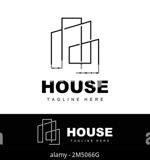 House Logo, Simple Building Vector, Construction Design, Housing, Real Estate, Property Rental Stock Vector