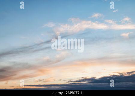 Colored sky with a gradation from warm to cold. Evening sky thank you for the day. Stock Photo