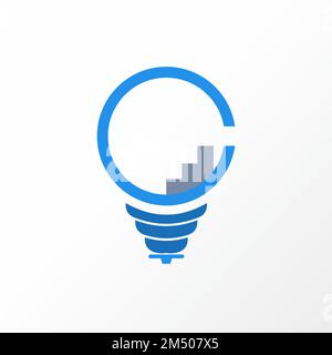 lamp with chart or trade and letter C font Image graphic icon logo design abstract concept vector stock. used as symbols related to trading or smart Stock Vector