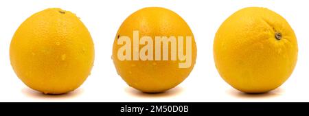 Set of orange images. Orange isolated on a white background. Clipping Path. Full depth of field. close up Stock Photo