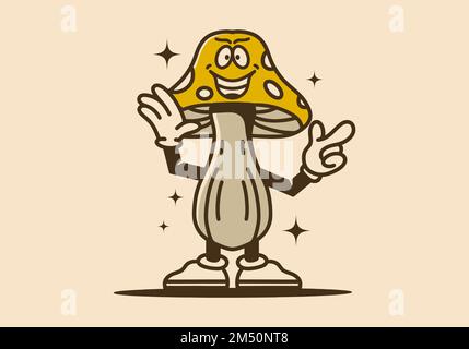 illustration mascot design of a mushroom Stock Vector