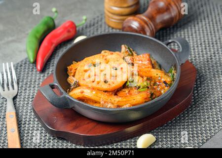 Mala xiang guo, Chinese spicy stir-fry hot pot : Strongly flavored with mala, it often contains meat and vegetables, and has a salty and spicy taste. Stock Photo