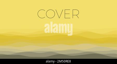 Abstract waves cover. Horizontal background with curves in black and yellow colors. Elegant vector illustration. Stock Vector