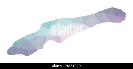 Polygonal map of Little Cayman. Geometric illustration of the island in emerald amethyst colors. Little Cayman map in low poly style. Technology, inte Stock Vector