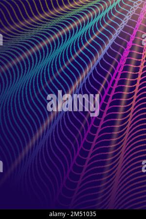 Minimal cover design template. Modern brochure layout. Rainbow vibrant halftone gradients on dark blue background. Extraordinary trendy abstract cover Stock Vector