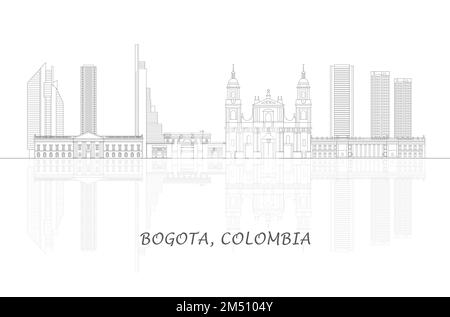 Outline Skyline panorama of city of Bogota, Colombia - vector illustration Stock Vector