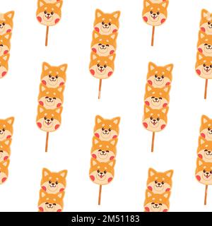 Dango seamless pattern Japanese traditional dessert isolated on white. Hanami Dango dessert vector  Stock Vector